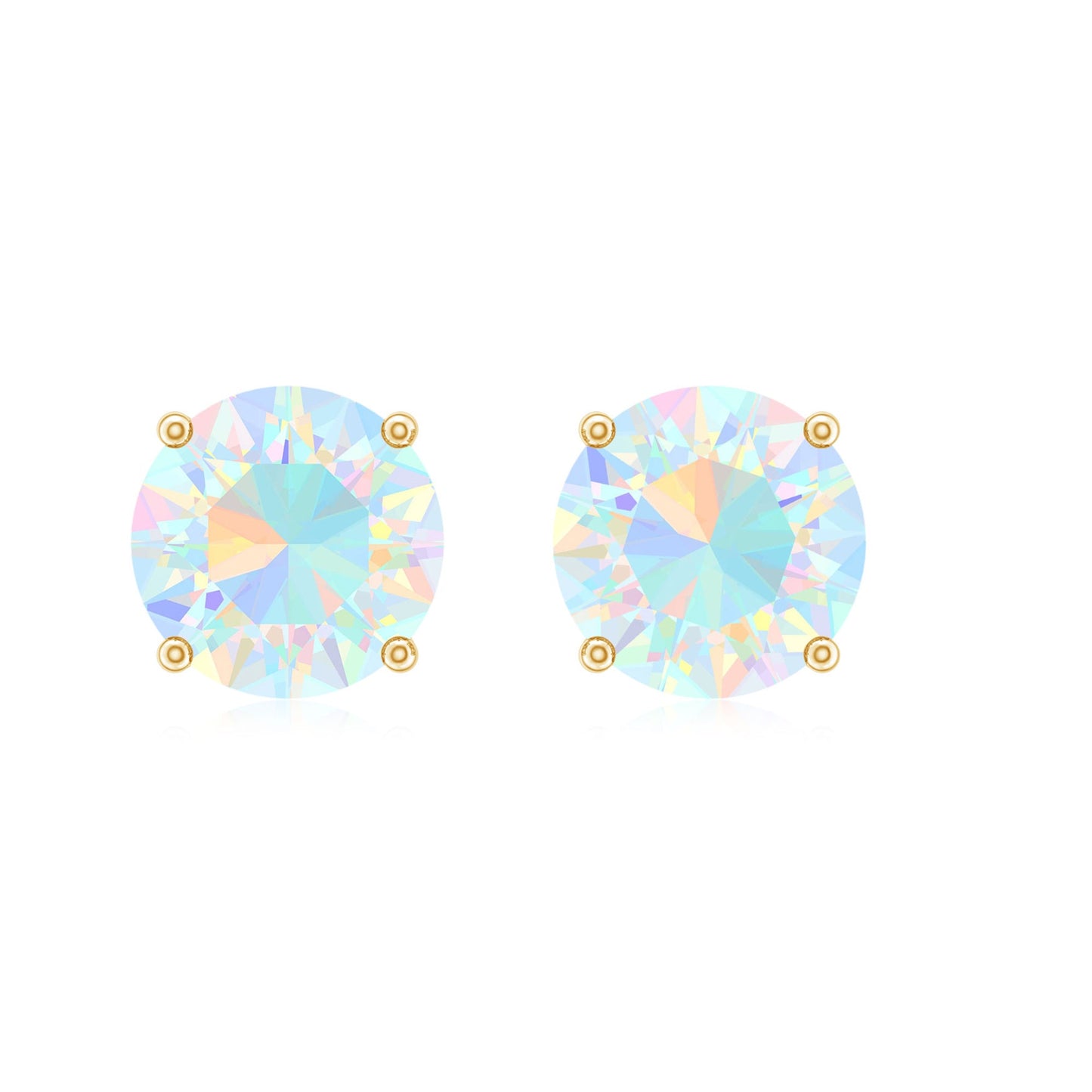 0.5 Carat Ethiopian Opal Solitaire Stud Earrings in 4 Prong Setting