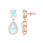 Genuine 1.8 Carat Ethiopian Opal Drop Dangle Earrings with Diamond Halo