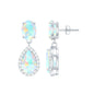 Genuine 1.8 Carat Ethiopian Opal Drop Dangle Earrings with Diamond Halo