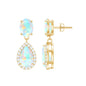 Genuine 1.8 Carat Ethiopian Opal Drop Dangle Earrings with Diamond Halo
