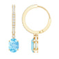 Genuine 2.2 Carat Oval Cut Aquamarine Hoop Drop Earrings with Diamond