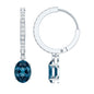 Natural Oval 2.2 Carat London Blue Topaz Drop hoop Earrings with Diamond