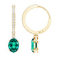 2.5 Carat Oval Cut Lab Grown Emerald and Diamond Hoop Earrings