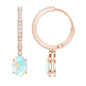 Oval Ethiopian Opal Drop Earrings with Moissanite Hoop