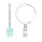 Oval Ethiopian Opal Drop Earrings with Moissanite Hoop