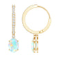 Oval Ethiopian Opal Drop Earrings with Moissanite Hoop