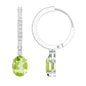 Natural 2.2 Carat Peridot Drop Hoop Earrings with Diamond
