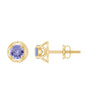 Round Tanzanite Solitaire Flower Stud Earrings