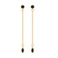 Minimal Bezel Set Created Black Diamond Chain Dangle Earrings