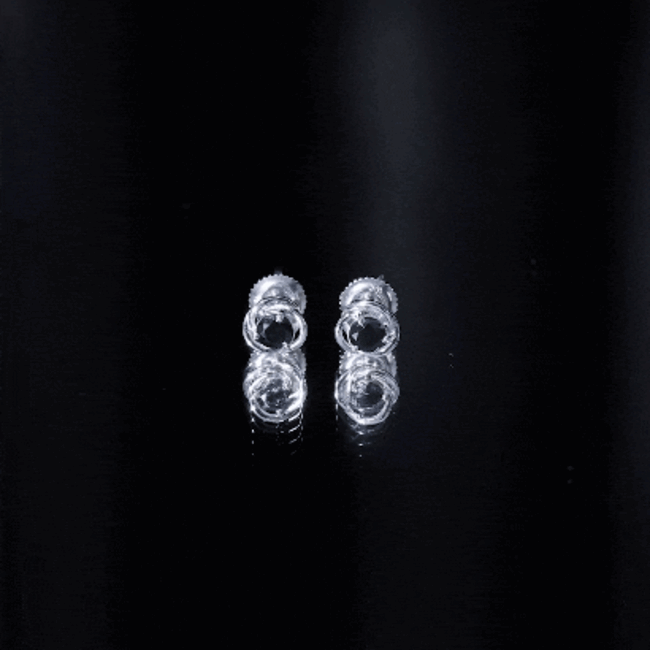 0.9 Carat Black Spinel Swirl Stud Earrings with Screw Backs