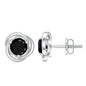 0.9 Carat Black Spinel Swirl Stud Earrings with Screw Backs