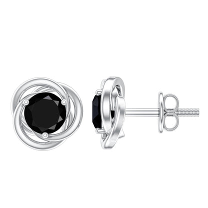 Solitaire Lab Created Black Diamond Swirl Stud Earrings