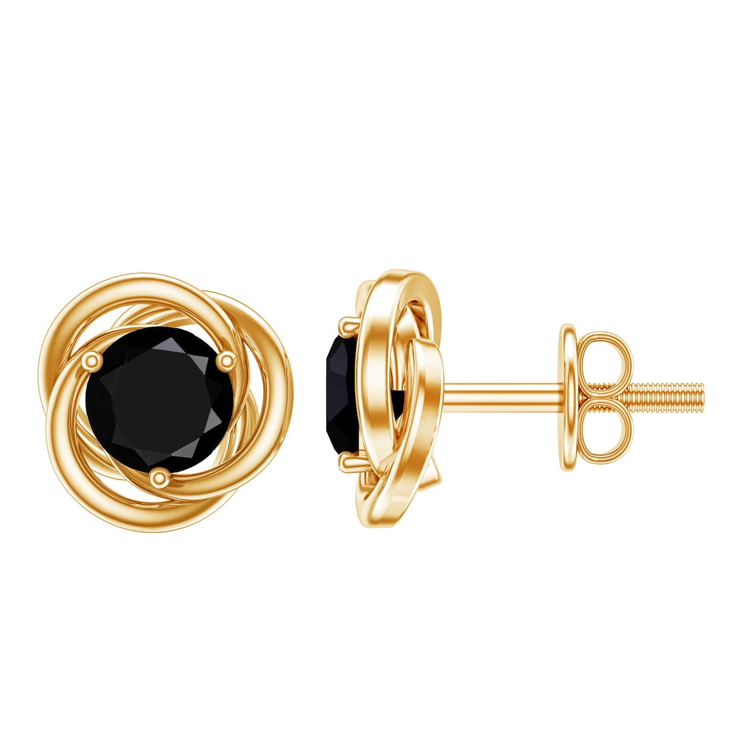 Solitaire Lab Created Black Diamond Swirl Stud Earrings