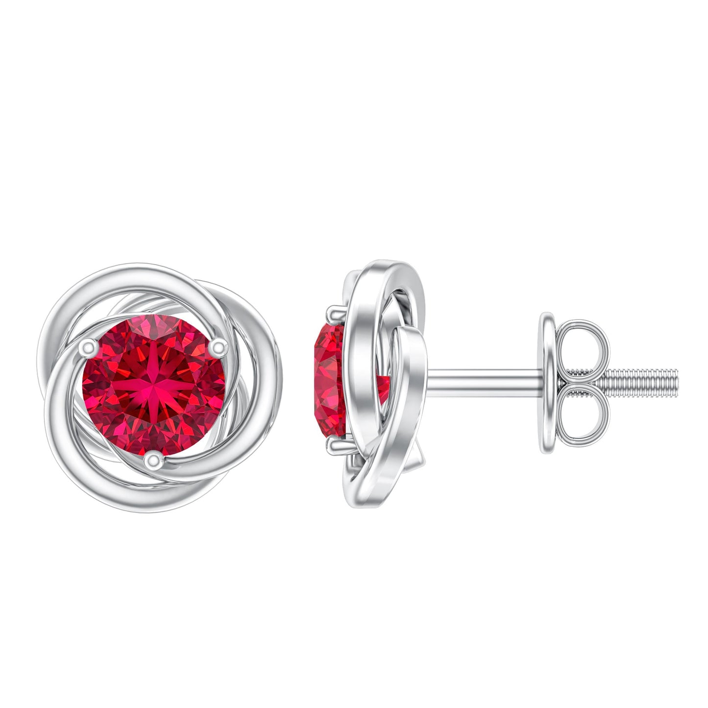 Lab Created Ruby Swirl Stud Earrings with Screw Back
