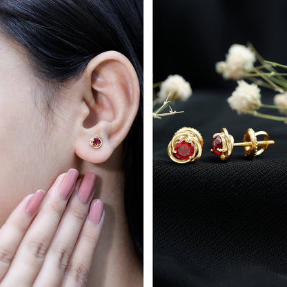 Lab Created Ruby Swirl Stud Earrings with Screw Back