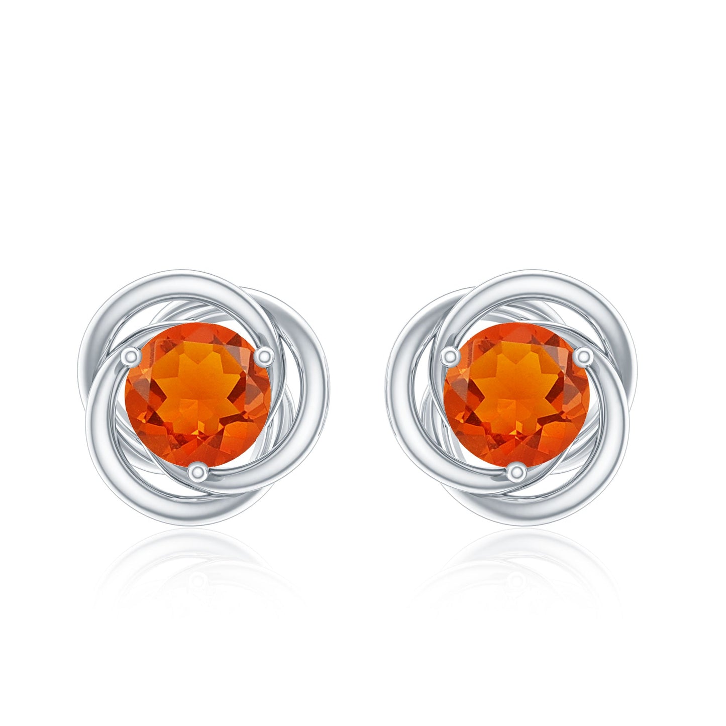 Solitaire 0.9 Carat Fire Opal Swirl Stud Earrings in 3 Prong Setting