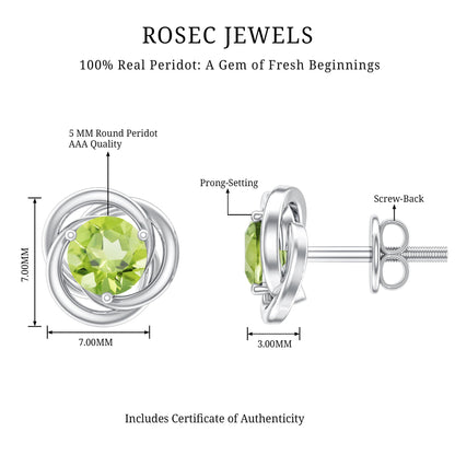 1 Carat Round Cut Peridot Swirl Stud Earrings