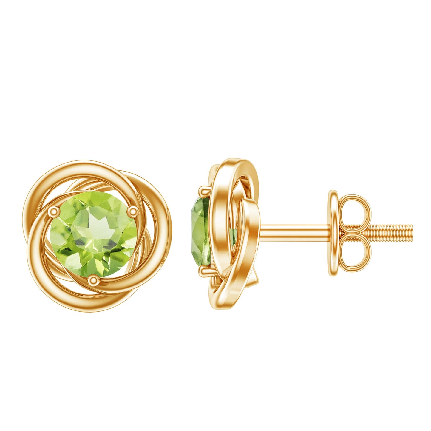 1 Carat Round Cut Peridot Swirl Stud Earrings