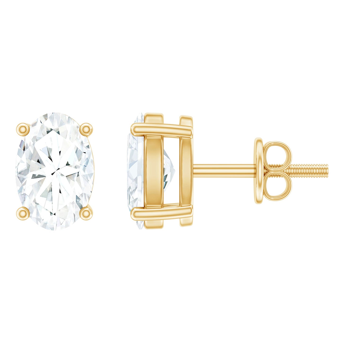 0.8 Carat Oval Shaped Lab Grown Diamond Solitaire Stud Earrings