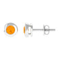 0.9 Carat Bezel Set Round Fire Opal Solitaire Stud Earrings