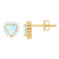 1.5 Carat Natural Ethiopian Opal Heart Earrings with Diamond Halo