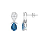 Pear Cut London Blue Topaz and Diamond Bridal Drop Earrings
