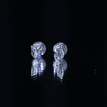 Natural Marquise Tanzanite Leaf Earrings with Screw Back