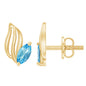 Natural Swiss Blue Topaz Leaf Earrings in Silver