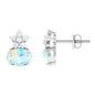 1.8 Carat Oval Ethiopian Opal Stud Earrings with Floral Diamond Accent