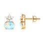 1.8 Carat Oval Ethiopian Opal Stud Earrings with Floral Diamond Accent