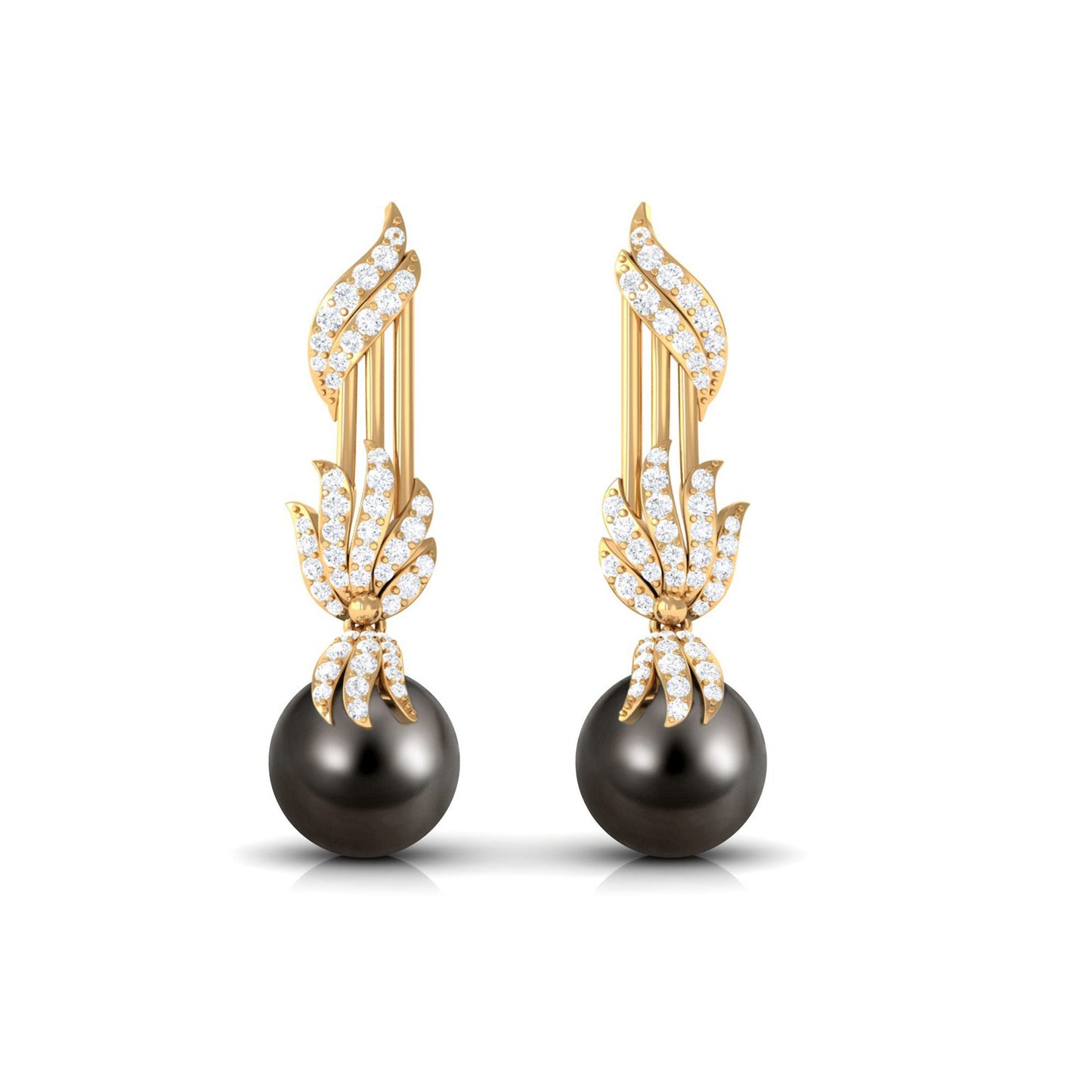 Designer 16 Carat Tahitian Pearl Dangle Earrings with Diamond