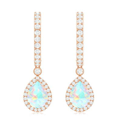 Real 1.4 Carat Ethiopian Opal Teardrop Hoop Earrings with Certificate