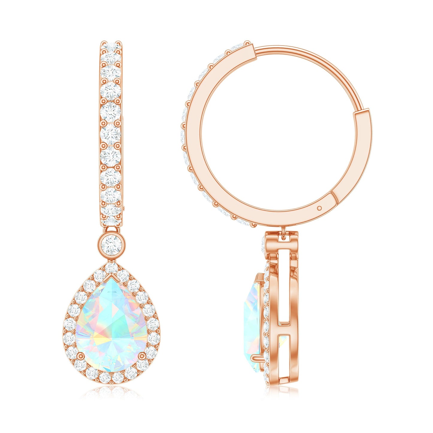 Real 1.4 Carat Ethiopian Opal Teardrop Hoop Earrings with Certificate