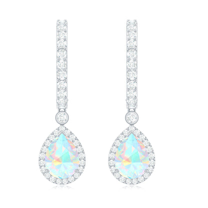 Real 1.4 Carat Ethiopian Opal Teardrop Hoop Earrings with Certificate
