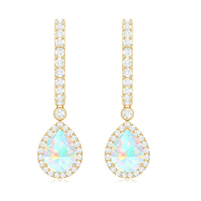 Real 1.4 Carat Ethiopian Opal Teardrop Hoop Earrings with Certificate