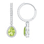 Classic 2 Carat Peridot Teardrop Earrings with Moissanite Hinged Hoop