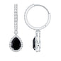 Natural Pear Shape Black Onyx Hoop Drop Earrings