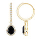 Natural Pear Shape Black Onyx Hoop Drop Earrings
