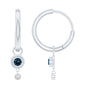 Bezel Set London Blue Topaz and Lab Diamond Hoop Drop Earrings