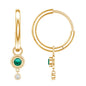Certified Lab Grown Emerald and Diamond Drop Hoop Earrings