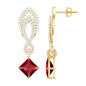 Lab Grown Ruby Drop Dangle Earrings with Diamond
