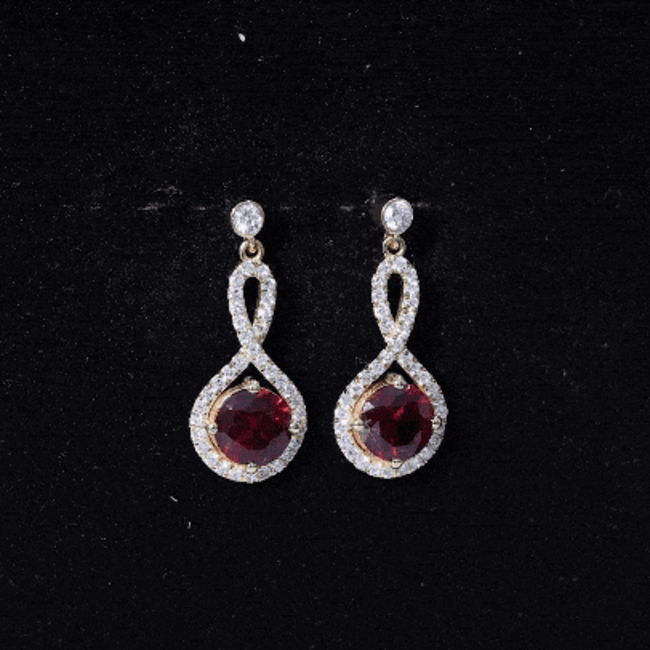 Lab Grown Ruby Diamond Drop Earrings