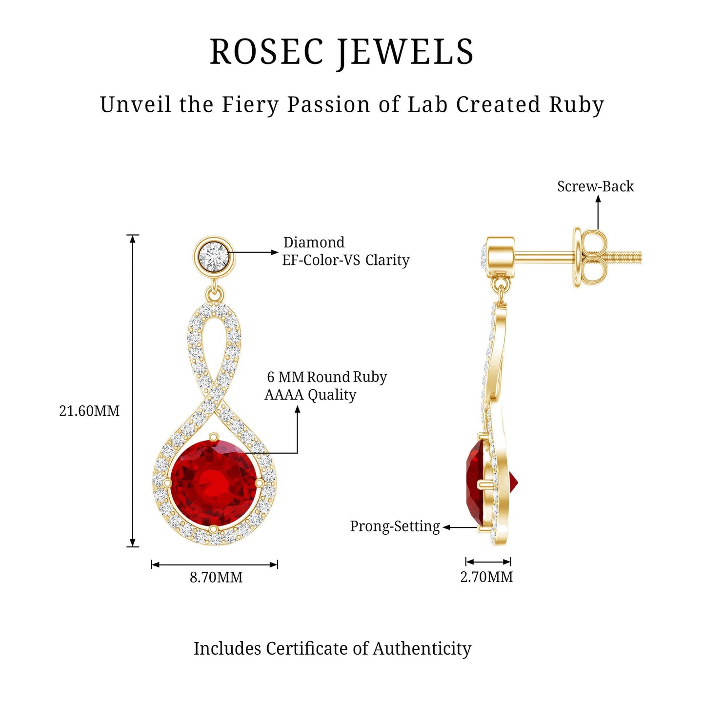 Lab Grown Ruby Diamond Drop Earrings