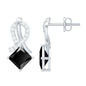 Lab Grown Black Diamond Minimal Stud Earrings With Screw Back