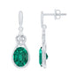 Oval Lab Created Emerald Love Knot Dangle Earrings