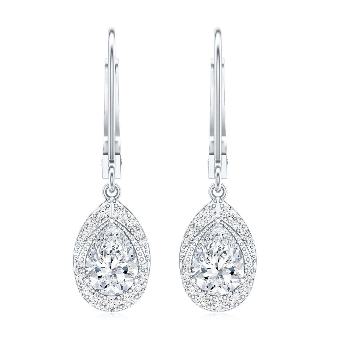 Lab Grown Diamond Drop Dangle Earrings With Lever Back