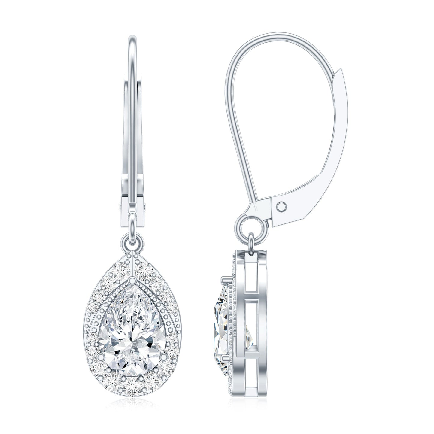 Lab Grown Diamond Drop Dangle Earrings With Lever Back