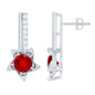 Lab Grown Ruby Diamond Rose Flower Earrings