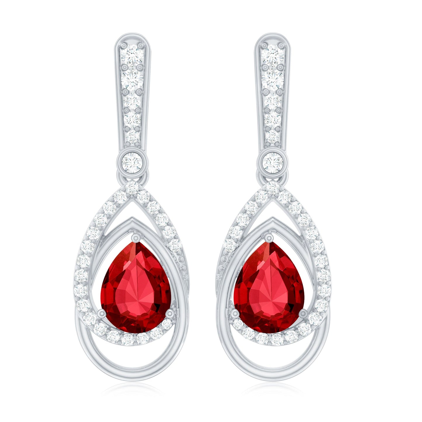 Classic Lab Grown Ruby Teardrop Earrings