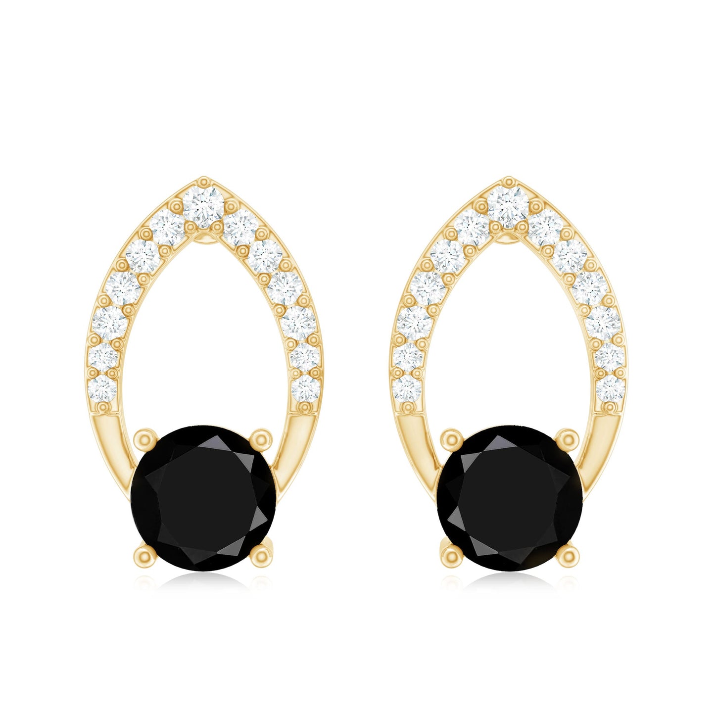 Lab Grown Black Diamond Minimalist Stud Earrings With Screw Back